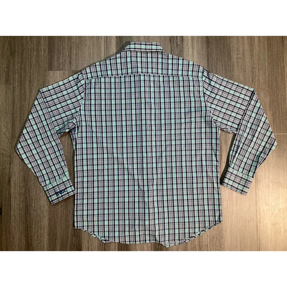 Peter Millar Summer Comfort Shirt Mens Blue Plaid Long Sleeve Shirt Size XL - Picture 7 of 8